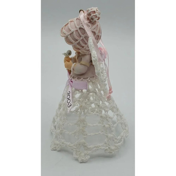 2003 Precious Moments Angel Christmas Ornament Crochet Starched Skirt & Wings - Picture 5 of 7